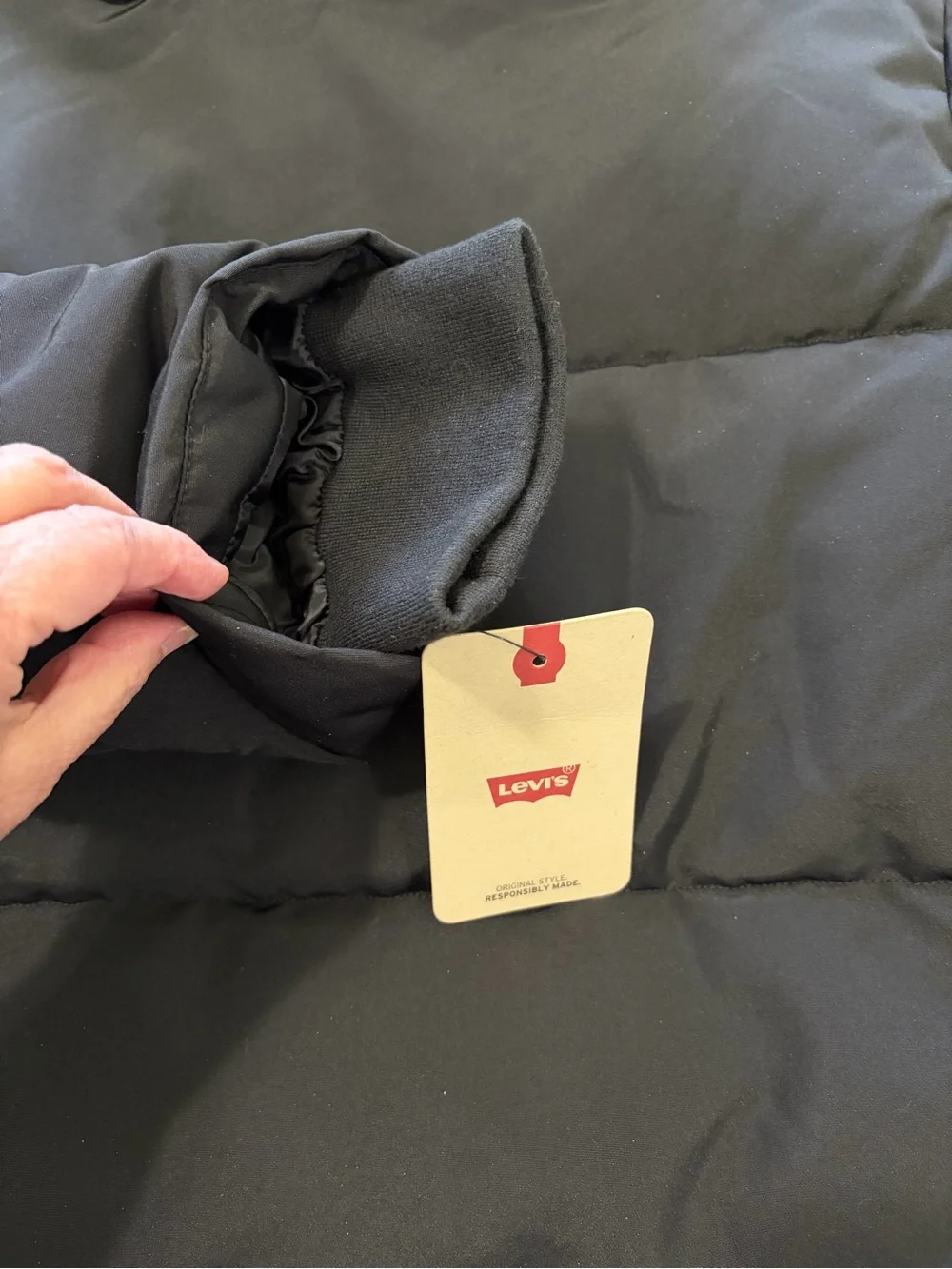 Levi's Men's Black Hooded Puffer Jacket